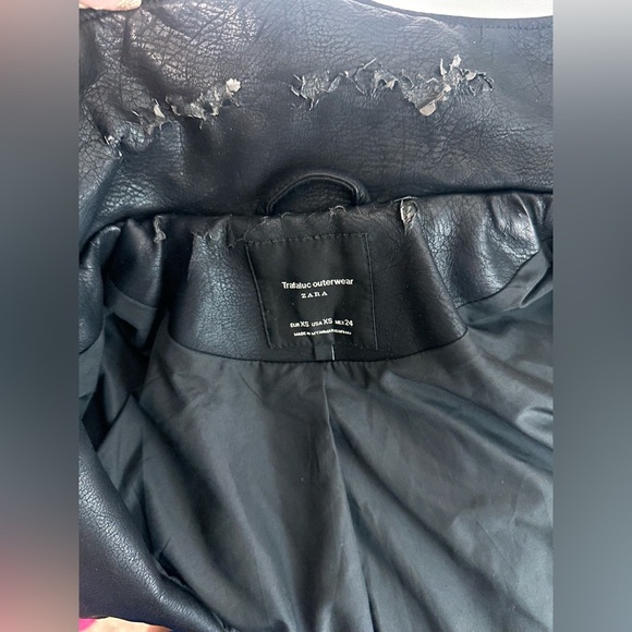 Zara Women's Black Leather Jacket size XS - Picture 7 of 9
